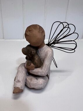 Willow Tree Angel of Comfort Figurine Boy with Dog Embrace